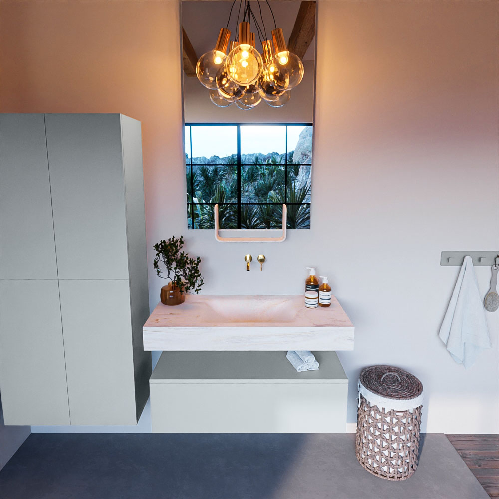 MONDIAZ ALAN-DLUX 100cm mueble de baño Clay 1 cajón. Lavabo CLOUD Centro sin orificios color Ostra. 2 MONDIAZ ALAN-DLUX 100cm mueble de baño Clay 1 cajón. Lavabo CLOUD Centro sin orificios color Ostra. - Imagen 2