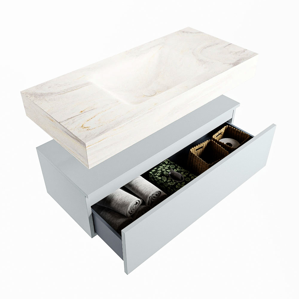 MONDIAZ ALAN-DLUX 100cm mueble de baño Clay 1 cajón. Lavabo CLOUD Centro sin orificios color Ostra. 6 MONDIAZ ALAN-DLUX 100cm mueble de baño Clay 1 cajón. Lavabo CLOUD Centro sin orificios color Ostra. - Imagen 6