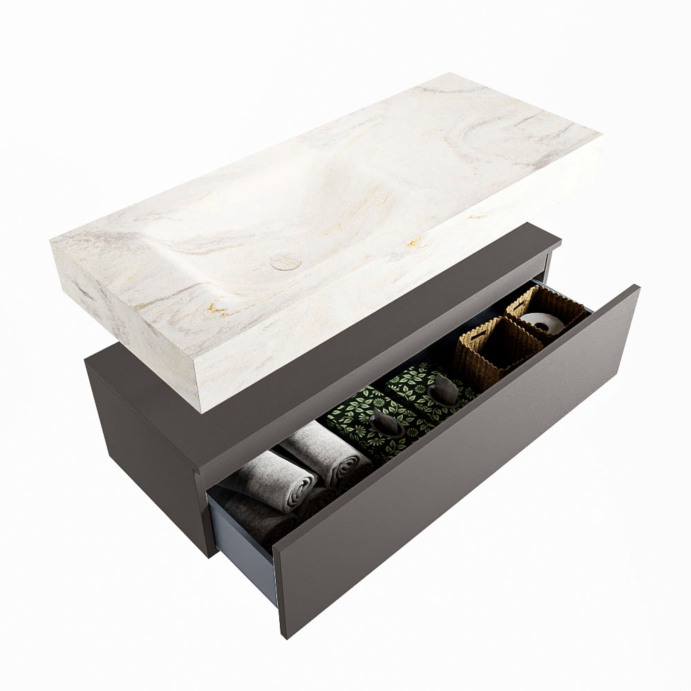 MONDIAZ ALAN-DLUX 110cm mueble de baño Dark Grey 1 cajón. Lavabo CLOUD Izquierda sin orificios color Ostra. 6 MONDIAZ ALAN-DLUX 110cm mueble de baño Dark Grey 1 cajón. Lavabo CLOUD Izquierda sin orificios color Ostra. - Imagen 6