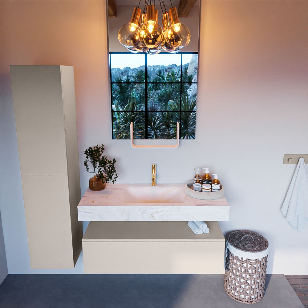 MONDIAZ ALAN-DLUX 110cm mueble de baño Linen 1 cajón. Lavabo CLOUD Centro 1 orificio color Ostra. 2 MONDIAZ ALAN-DLUX 110cm mueble de baño Linen 1 cajón. Lavabo CLOUD Centro 1 orificio color Ostra. - Imagen 2