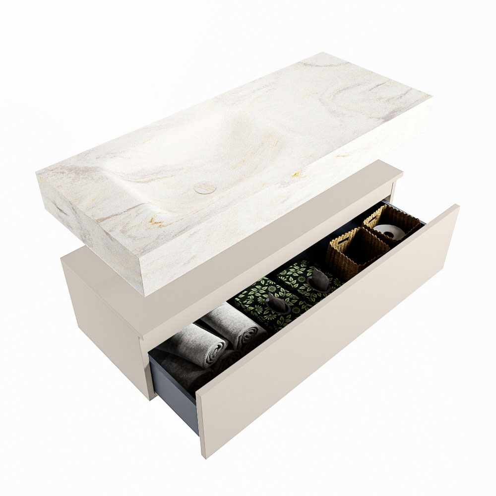 MONDIAZ ALAN-DLUX 110cm mueble de baño Linen 1 cajón. Lavabo CLOUD Izquierda sin orificios color Ostra. 6 MONDIAZ ALAN-DLUX 110cm mueble de baño Linen 1 cajón. Lavabo CLOUD Izquierda sin orificios color Ostra. - Imagen 6