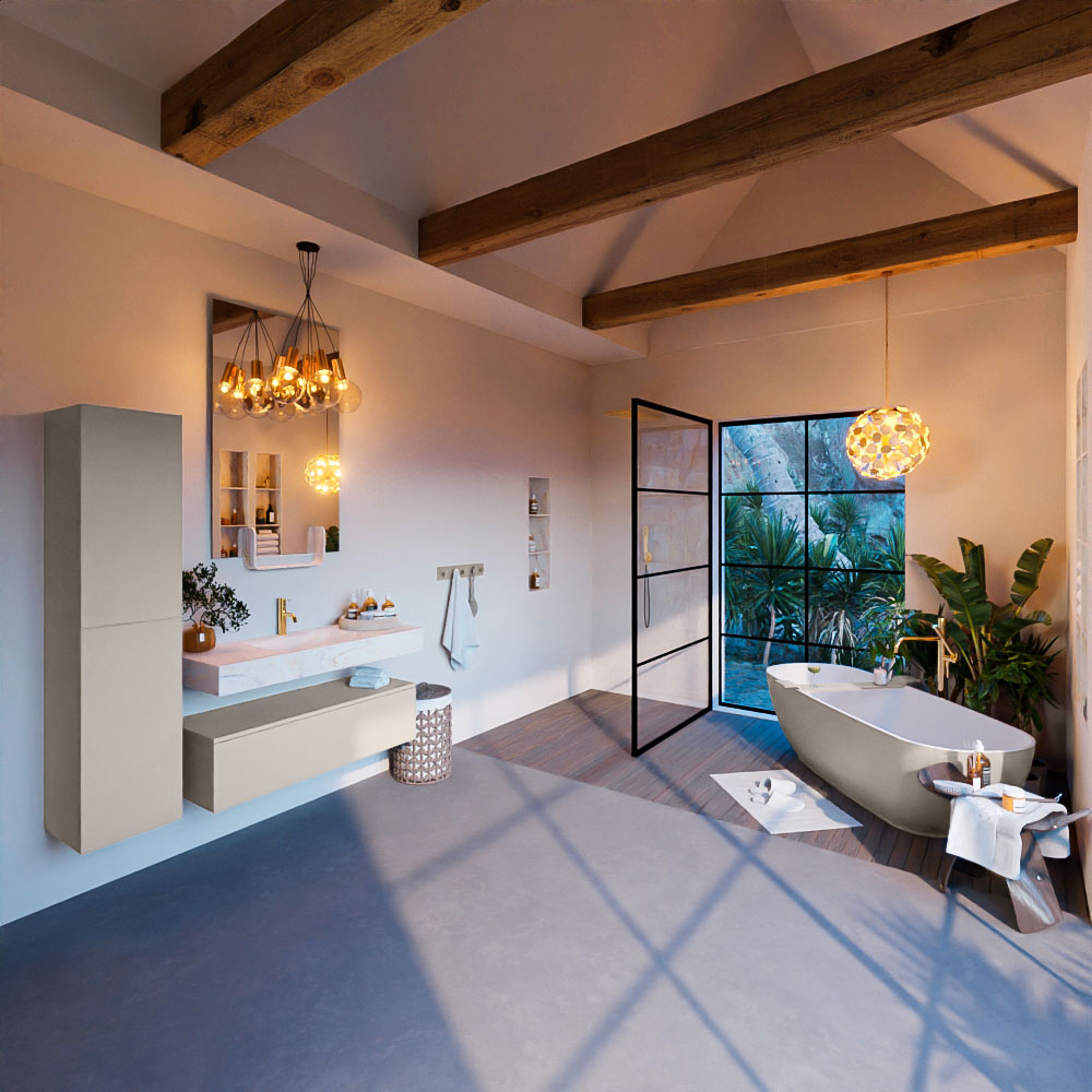 MONDIAZ ALAN-DLUX 110cm mueble de baño Linen 1 cajón. Lavabo CLOUD Centro 1 orificio color Ostra. 3 MONDIAZ ALAN-DLUX 110cm mueble de baño Linen 1 cajón. Lavabo CLOUD Centro 1 orificio color Ostra. - Imagen 3