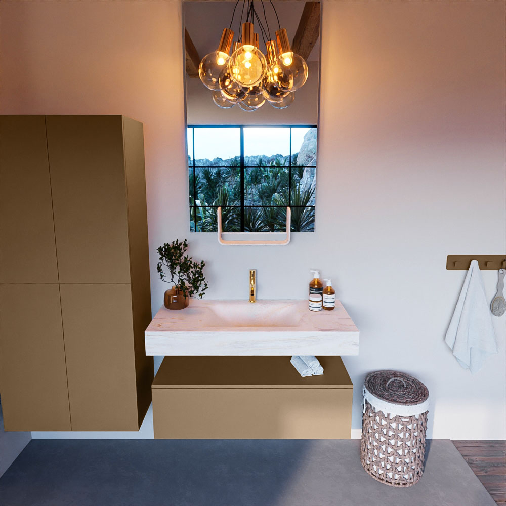 MONDIAZ ALAN-DLUX 100cm mueble de baño Oro 1 cajón. Lavabo CLOUD Centro 1 orificio color Ostra. 2 MONDIAZ ALAN-DLUX 100cm mueble de baño Oro 1 cajón. Lavabo CLOUD Centro 1 orificio color Ostra. - Imagen 2