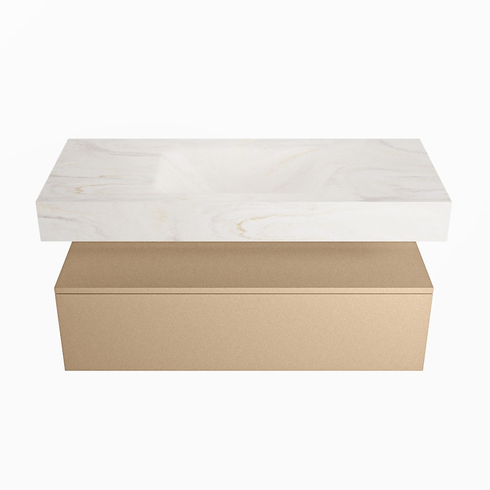 MONDIAZ ALAN-DLUX 110cm mueble de baño Oro 1 cajón. Lavabo CLOUD Centro sin orificios color Ostra. 4 MONDIAZ ALAN-DLUX 110cm mueble de baño Oro 1 cajón. Lavabo CLOUD Centro sin orificios color Ostra. - Imagen 4