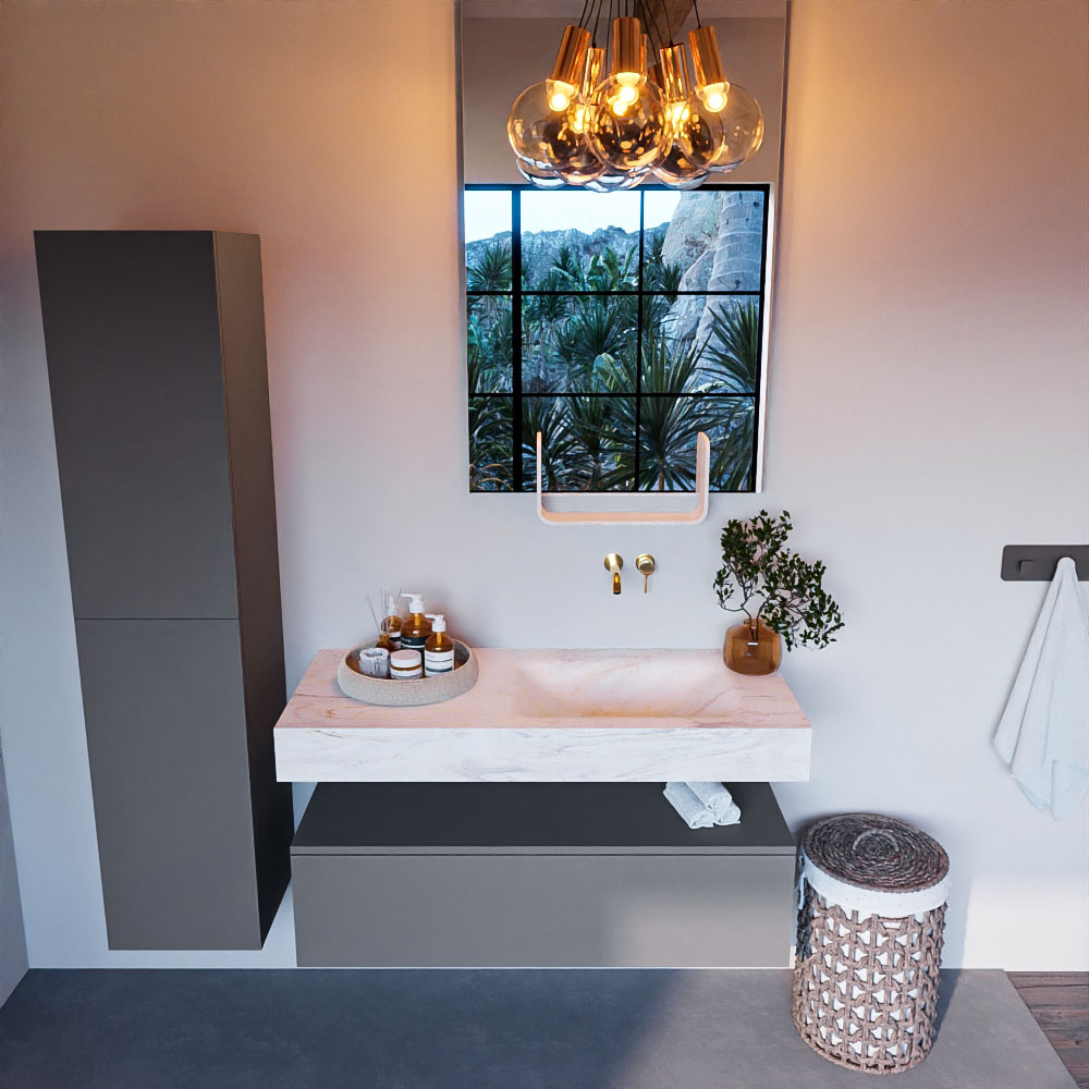MONDIAZ ALAN-DLUX 110cm mueble de baño Plata 1 cajón. Lavabo CLOUD Derecho sin orificios color Ostra. 2 MONDIAZ ALAN-DLUX 110cm mueble de baño Plata 1 cajón. Lavabo CLOUD Derecho sin orificios color Ostra. - Imagen 2