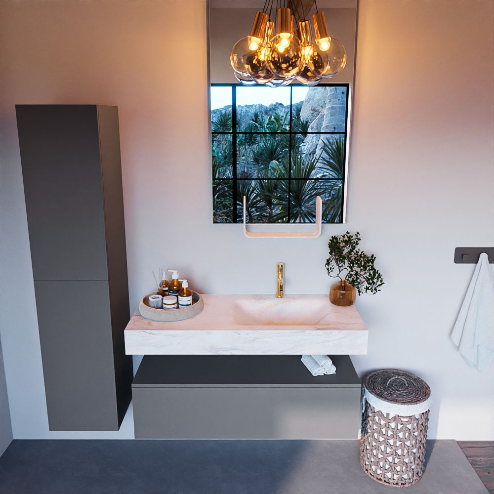MONDIAZ ALAN-DLUX 110cm mueble de baño Plata 1 cajón. Lavabo CLOUD Derecho 1 orificio color Ostra. 2 MONDIAZ ALAN-DLUX 110cm mueble de baño Plata 1 cajón. Lavabo CLOUD Derecho 1 orificio color Ostra. - Imagen 2