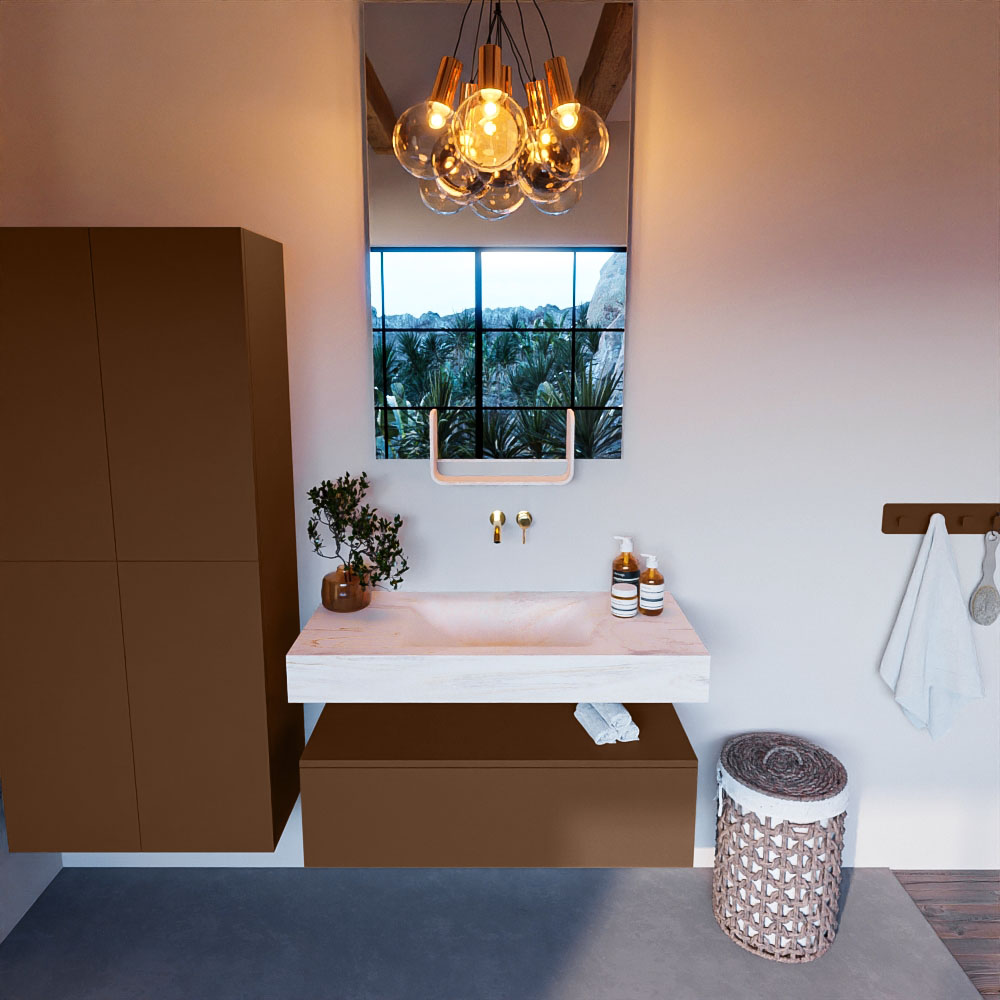 MONDIAZ ALAN-DLUX 100cm mueble de baño Rust 1 cajón. Lavabo CLOUD Centro sin orificios color Ostra. 2 MONDIAZ ALAN-DLUX 100cm mueble de baño Rust 1 cajón. Lavabo CLOUD Centro sin orificios color Ostra. - Imagen 2