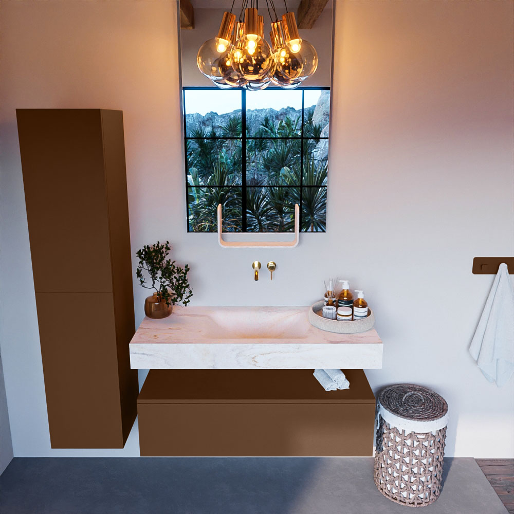 MONDIAZ ALAN-DLUX 110cm mueble de baño Rust 1 cajón. Lavabo CLOUD Centro sin orificios color Ostra. 2 MONDIAZ ALAN-DLUX 110cm mueble de baño Rust 1 cajón. Lavabo CLOUD Centro sin orificios color Ostra. - Imagen 2