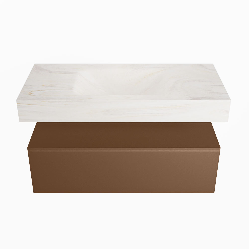 MONDIAZ ALAN-DLUX 100cm mueble de baño Rust 1 cajón. Lavabo CLOUD Centro sin orificios color Ostra. 4 MONDIAZ ALAN-DLUX 100cm mueble de baño Rust 1 cajón. Lavabo CLOUD Centro sin orificios color Ostra. - Imagen 4