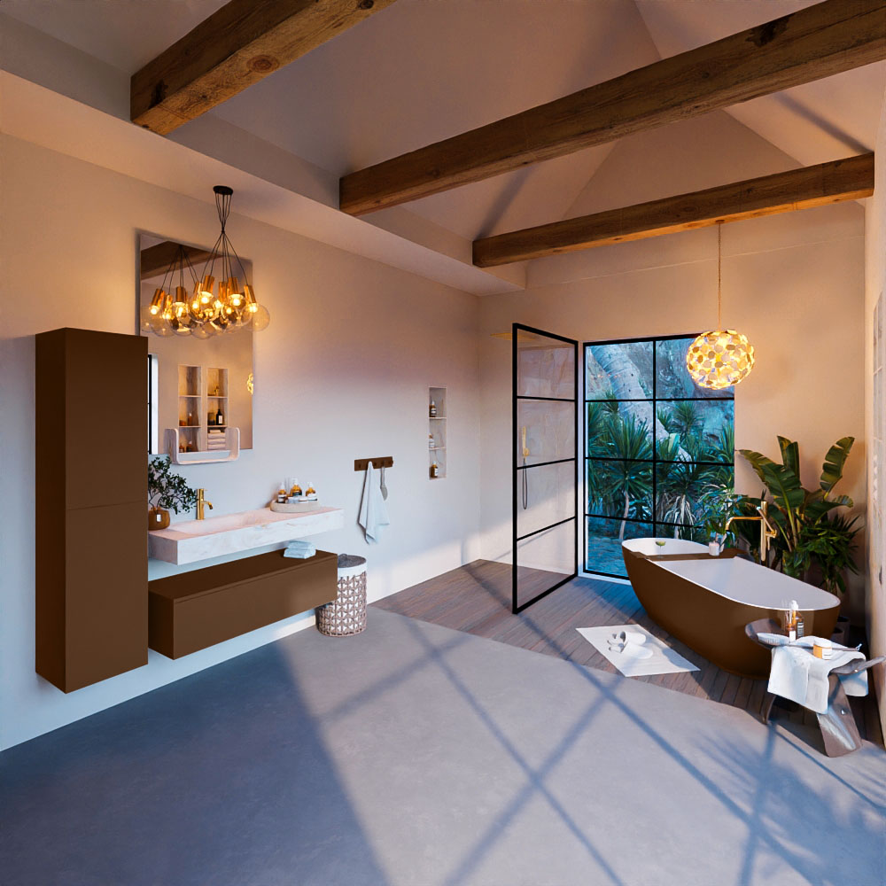 MONDIAZ ALAN-DLUX 110cm mueble de baño Rust 1 cajón. Lavabo CLOUD Izquierda 1 orificio color Ostra. 3 MONDIAZ ALAN-DLUX 110cm mueble de baño Rust 1 cajón. Lavabo CLOUD Izquierda 1 orificio color Ostra. - Imagen 3