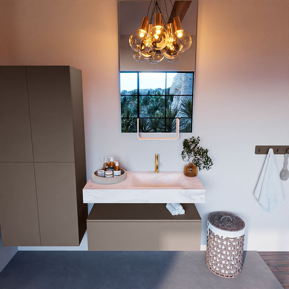 MONDIAZ ALAN-DLUX 100cm mueble de baño Smoke 1 cajón. Lavabo CLOUD Derecho 1 orificio color Ostra. 2 MONDIAZ ALAN-DLUX 100cm mueble de baño Smoke 1 cajón. Lavabo CLOUD Derecho 1 orificio color Ostra. - Imagen 2