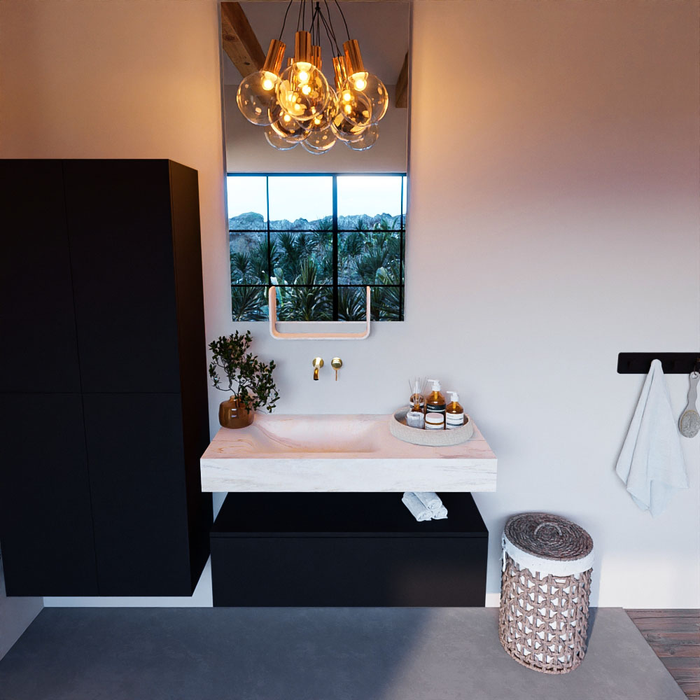 MONDIAZ ALAN-DLUX 100cm mueble de baño Urban 1 cajón. Lavabo CLOUD Izquierda sin orificios color Ostra. 2 MONDIAZ ALAN-DLUX 100cm mueble de baño Urban 1 cajón. Lavabo CLOUD Izquierda sin orificios color Ostra. - Imagen 2