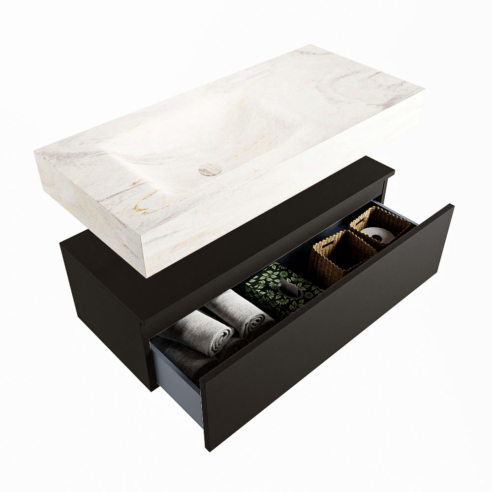 MONDIAZ ALAN-DLUX 100cm mueble de baño Urban 1 cajón. Lavabo CLOUD Izquierda sin orificios color Ostra. 6 MONDIAZ ALAN-DLUX 100cm mueble de baño Urban 1 cajón. Lavabo CLOUD Izquierda sin orificios color Ostra. - Imagen 6