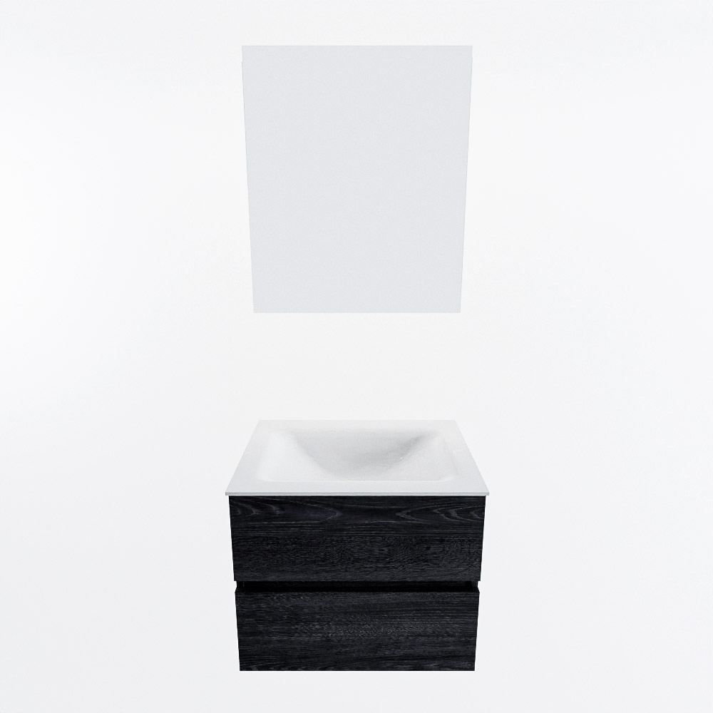 MONDIAZ VICA 60cm mueble de baño Antracite 2 cajones. Lavabo CLOUD Centro 1 orificio color Talc con espejo LED. 5 MONDIAZ VICA 60cm mueble de baño Antracite 2 cajones. Lavabo CLOUD Centro 1 orificio color Talc con espejo LED. - Imagen 5