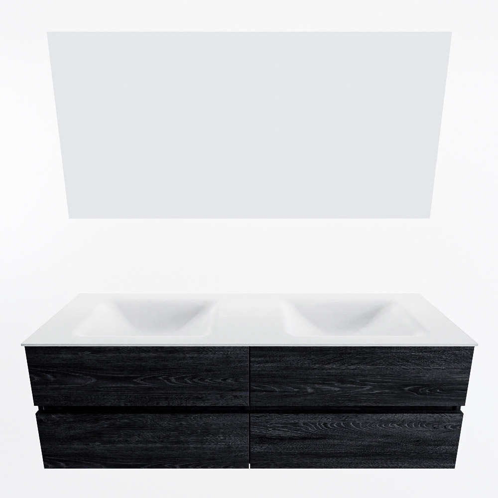 MONDIAZ VICA 150cm mueble de baño Antracite 4 cajones. Lavabo CLOUD Doble 2 orificios color Talc con espejo LED. 5 MONDIAZ VICA 150cm mueble de baño Antracite 4 cajones. Lavabo CLOUD Doble 2 orificios color Talc con espejo LED. - Imagen 5