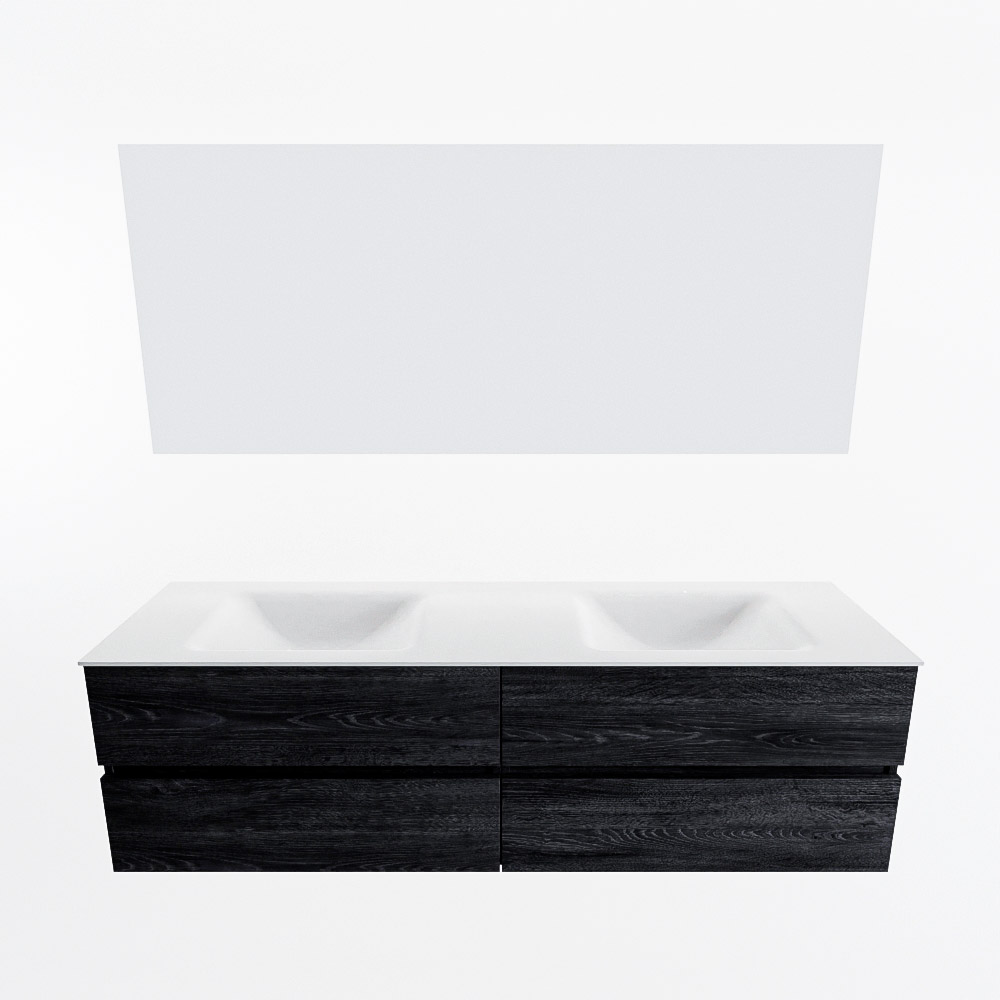 MONDIAZ VICA 170cm mueble de baño Antracite 4 cajones. Lavabo CLOUD Doble 2 orificios color Talc con espejo LED. 5 MONDIAZ VICA 170cm mueble de baño Antracite 4 cajones. Lavabo CLOUD Doble 2 orificios color Talc con espejo LED. - Imagen 5