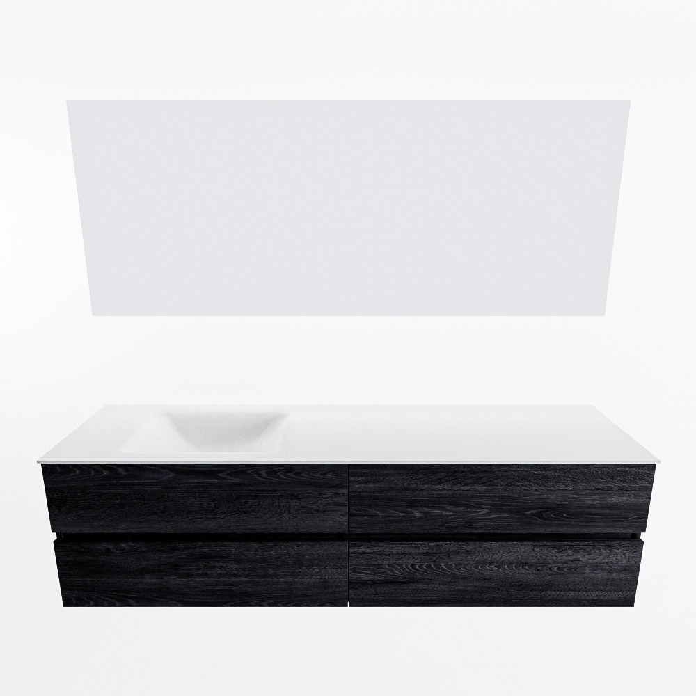 MONDIAZ VICA 180cm mueble de baño Antracite 4 cajones. Lavabo CLOUD Izquierda 1 orificio color Talc con espejo LED. 5 MONDIAZ VICA 180cm mueble de baño Antracite 4 cajones. Lavabo CLOUD Izquierda 1 orificio color Talc con espejo LED. - Imagen 5
