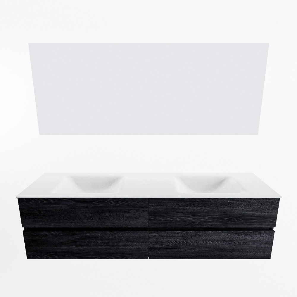 MONDIAZ VICA 180cm mueble de baño Antracite 4 cajones. Lavabo CLOUD Doble 2 orificios color Talc con espejo LED. 5 MONDIAZ VICA 180cm mueble de baño Antracite 4 cajones. Lavabo CLOUD Doble 2 orificios color Talc con espejo LED. - Imagen 5