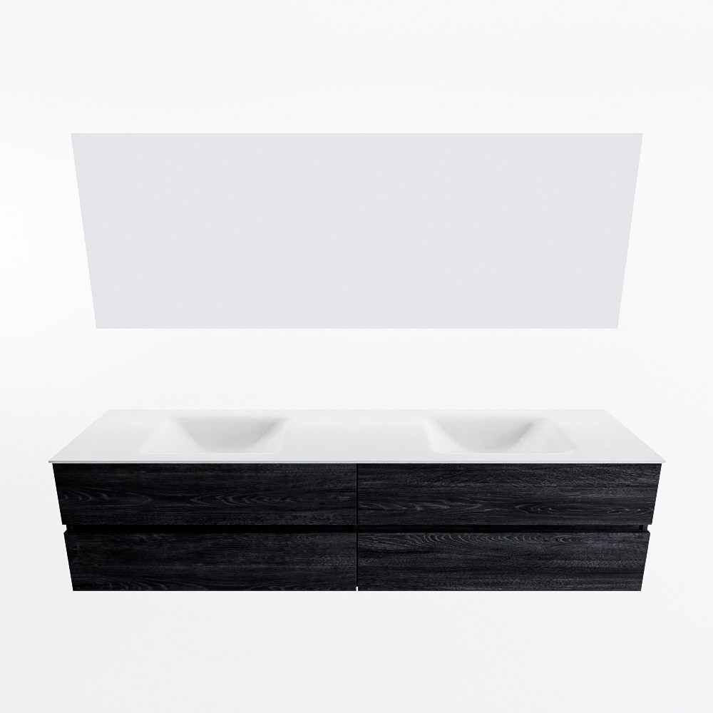MONDIAZ VICA 200cm mueble de baño Antracite 4 cajones. Lavabo CLOUD Doble 2 orificios color Talc con espejo LED. 5 MONDIAZ VICA 200cm mueble de baño Antracite 4 cajones. Lavabo CLOUD Doble 2 orificios color Talc con espejo LED. - Imagen 5