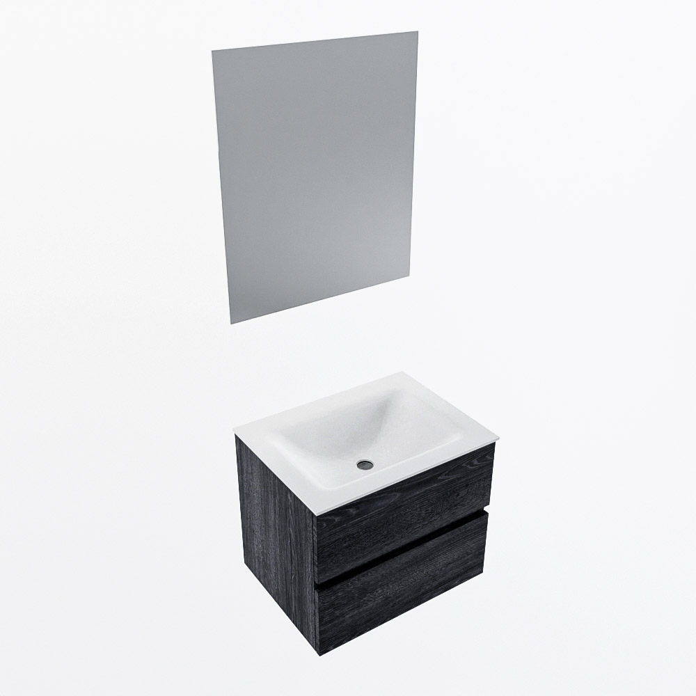 MONDIAZ VICA 60cm mueble de baño Antracite 2 cajones. Lavabo CLOUD Centro 1 orificio color Talc con espejo LED. 6 MONDIAZ VICA 60cm mueble de baño Antracite 2 cajones. Lavabo CLOUD Centro 1 orificio color Talc con espejo LED. - Imagen 6