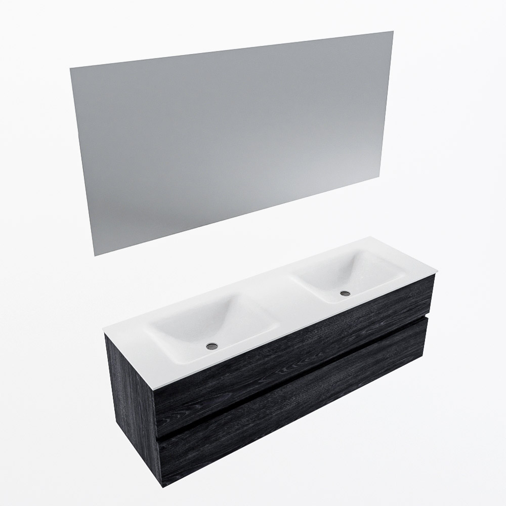 MONDIAZ VICA 150cm mueble de baño Antracite 2 cajones. Lavabo CLOUD Doble 2 orificios color Talc con espejo LED. 6 MONDIAZ VICA 150cm mueble de baño Antracite 2 cajones. Lavabo CLOUD Doble 2 orificios color Talc con espejo LED. - Imagen 6