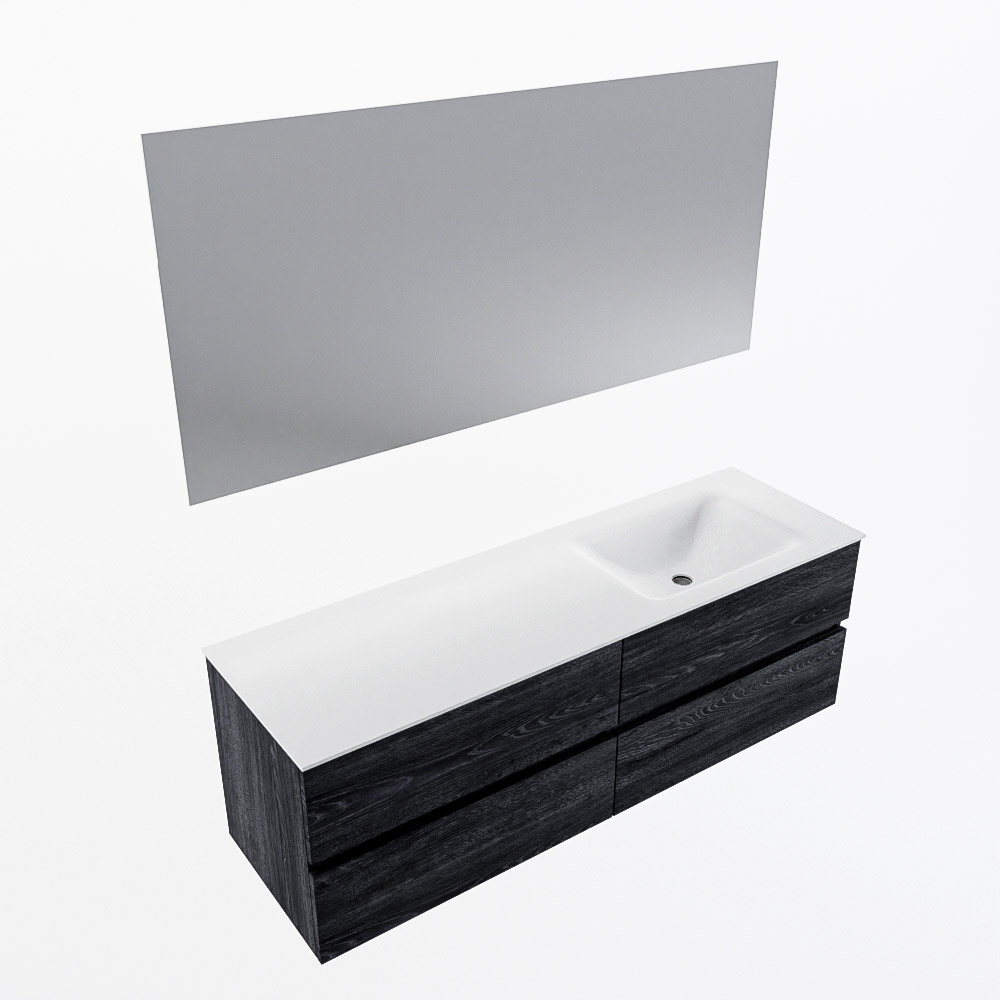 MONDIAZ VICA 150cm mueble de baño Antracite 4 cajones. Lavabo CLOUD Derecho sin orificio color Talc con espejo LED. 6 MONDIAZ VICA 150cm mueble de baño Antracite 4 cajones. Lavabo CLOUD Derecho sin orificio color Talc con espejo LED. - Imagen 6