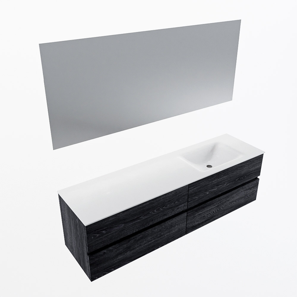 MONDIAZ VICA 170cm mueble de baño Antracite 4 cajones. Lavabo CLOUD Derecho sin orificio color Talc con espejo LED. 6 MONDIAZ VICA 170cm mueble de baño Antracite 4 cajones. Lavabo CLOUD Derecho sin orificio color Talc con espejo LED. - Imagen 6