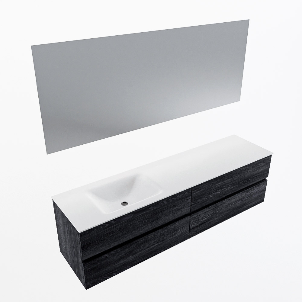 MONDIAZ VICA 180cm mueble de baño Antracite 4 cajones. Lavabo CLOUD Izquierda 1 orificio color Talc con espejo LED. 6 MONDIAZ VICA 180cm mueble de baño Antracite 4 cajones. Lavabo CLOUD Izquierda 1 orificio color Talc con espejo LED. - Imagen 6