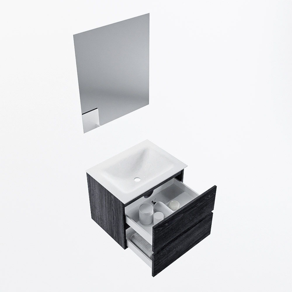 MONDIAZ VICA 60cm mueble de baño Antracite 2 cajones. Lavabo CLOUD Centro 1 orificio color Talc con espejo LED. 7 MONDIAZ VICA 60cm mueble de baño Antracite 2 cajones. Lavabo CLOUD Centro 1 orificio color Talc con espejo LED. - Imagen 7