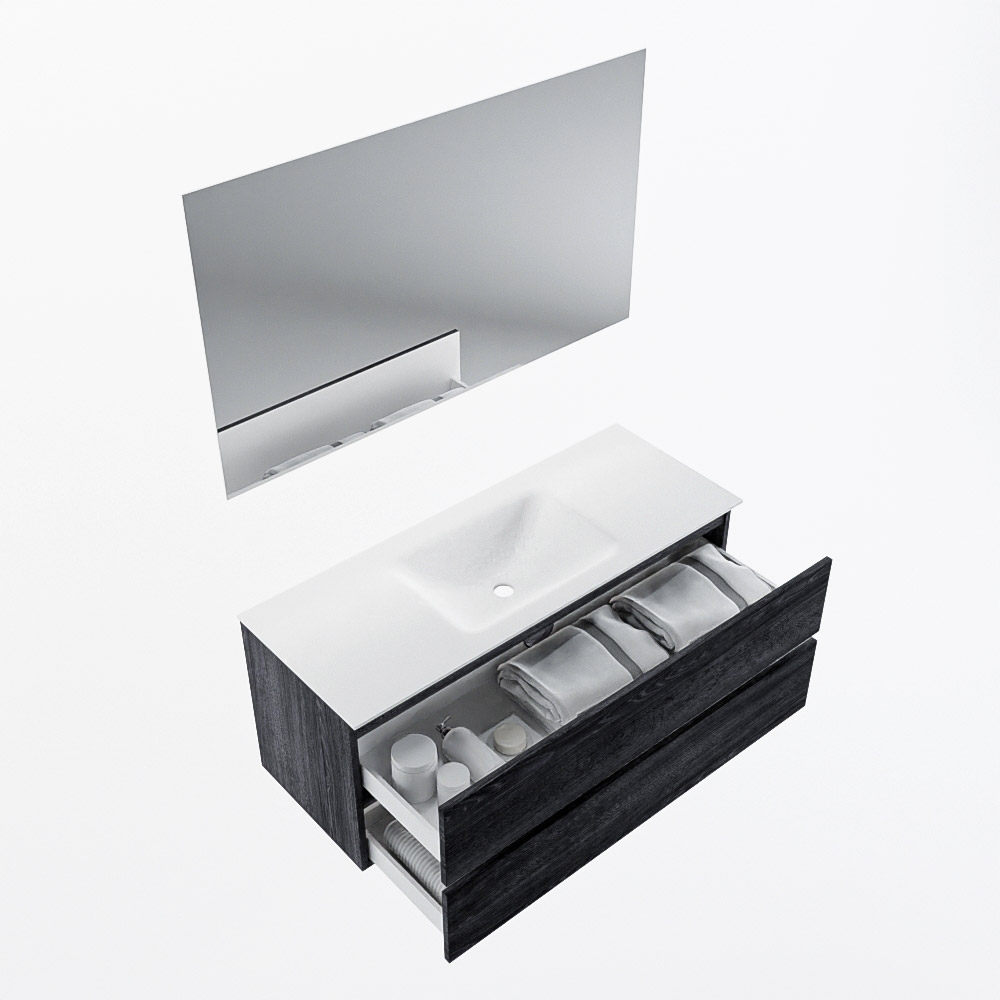 MONDIAZ VICA 120cm mueble de baño Antracite 2 cajones. Lavabo CLOUD Centro 1 orificio color Talc con espejo LED. 7 MONDIAZ VICA 120cm mueble de baño Antracite 2 cajones. Lavabo CLOUD Centro 1 orificio color Talc con espejo LED. - Imagen 7