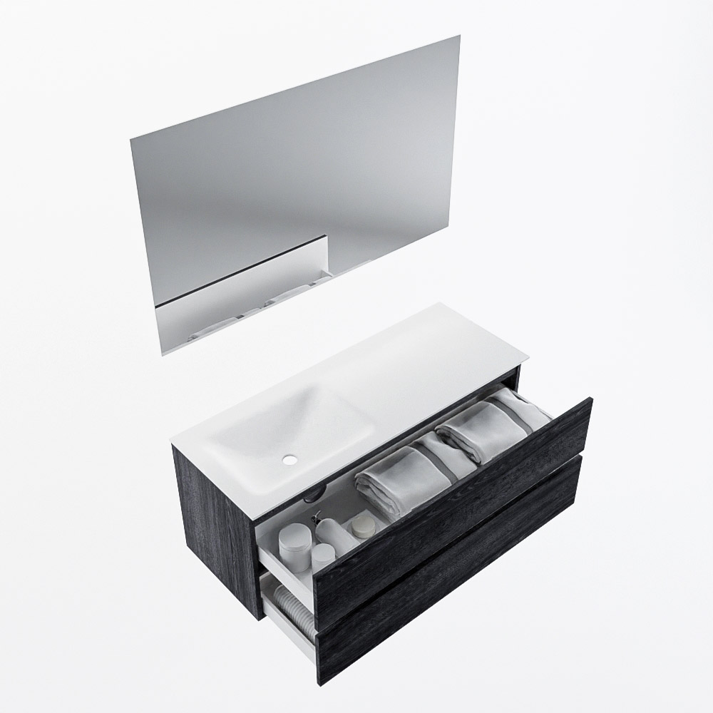 MONDIAZ VICA 120cm mueble de baño Antracite 2 cajones. Lavabo CLOUD Izquierda sin orificio color Talc con espejo LED. 7 MONDIAZ VICA 120cm mueble de baño Antracite 2 cajones. Lavabo CLOUD Izquierda sin orificio color Talc con espejo LED. - Imagen 7