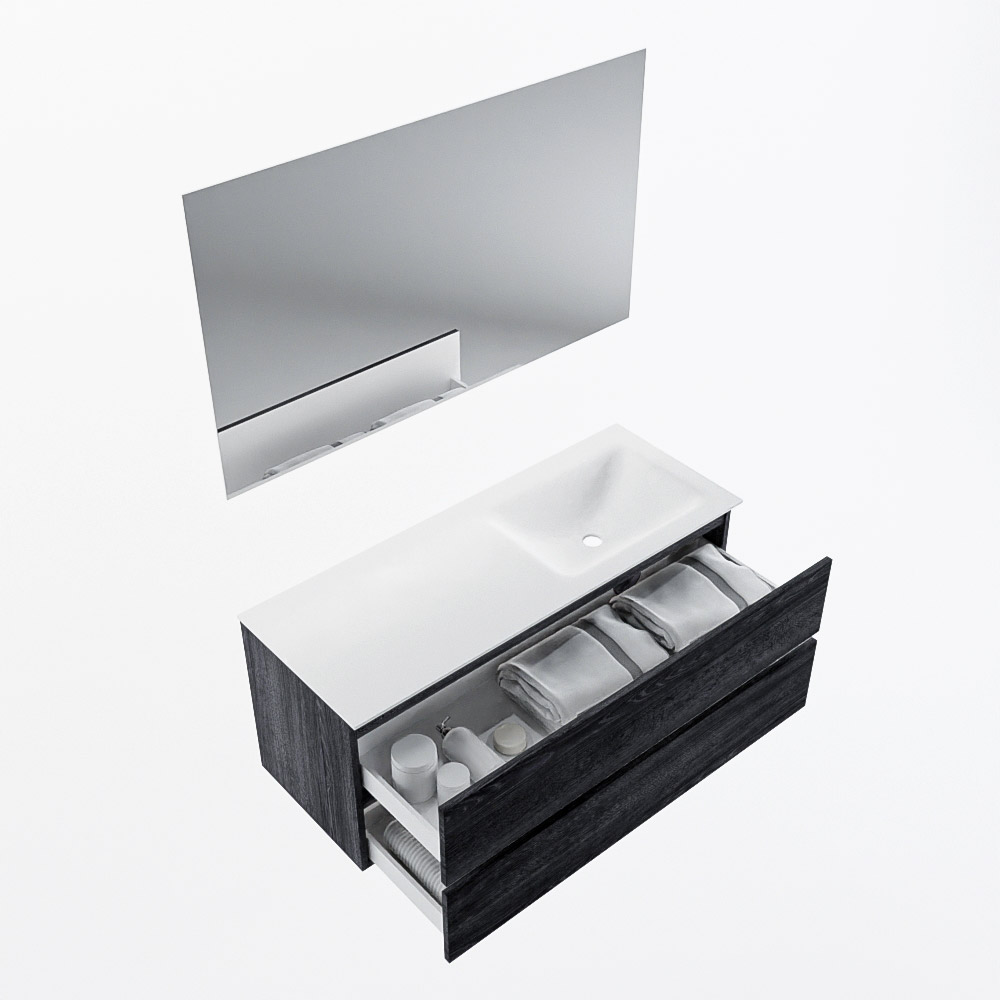 MONDIAZ VICA 120cm mueble de baño Antracite 2 cajones. Lavabo CLOUD Derecho sin orificio color Talc con espejo LED. 7 MONDIAZ VICA 120cm mueble de baño Antracite 2 cajones. Lavabo CLOUD Derecho sin orificio color Talc con espejo LED. - Imagen 7