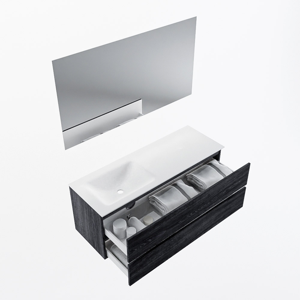 MONDIAZ VICA 130cm mueble de baño Antracite 2 cajones. Lavabo CLOUD Izquierda sin orificio color Talc con espejo LED. 6 MONDIAZ VICA 130cm mueble de baño Antracite 2 cajones. Lavabo CLOUD Izquierda sin orificio color Talc con espejo LED. - Imagen 7