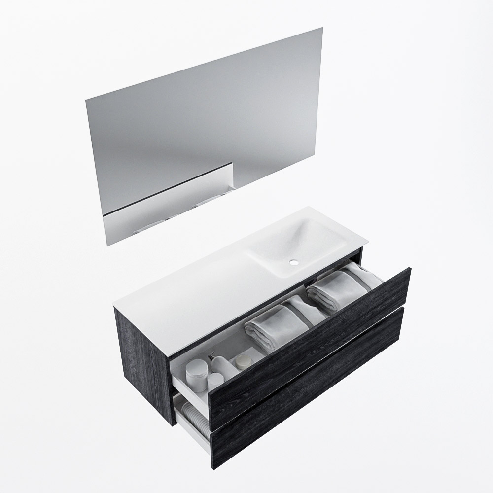 MONDIAZ VICA 130cm mueble de baño Antracite 2 cajones. Lavabo CLOUD Derecho sin orificio color Talc con espejo LED. 6 MONDIAZ VICA 130cm mueble de baño Antracite 2 cajones. Lavabo CLOUD Derecho sin orificio color Talc con espejo LED. - Imagen 7