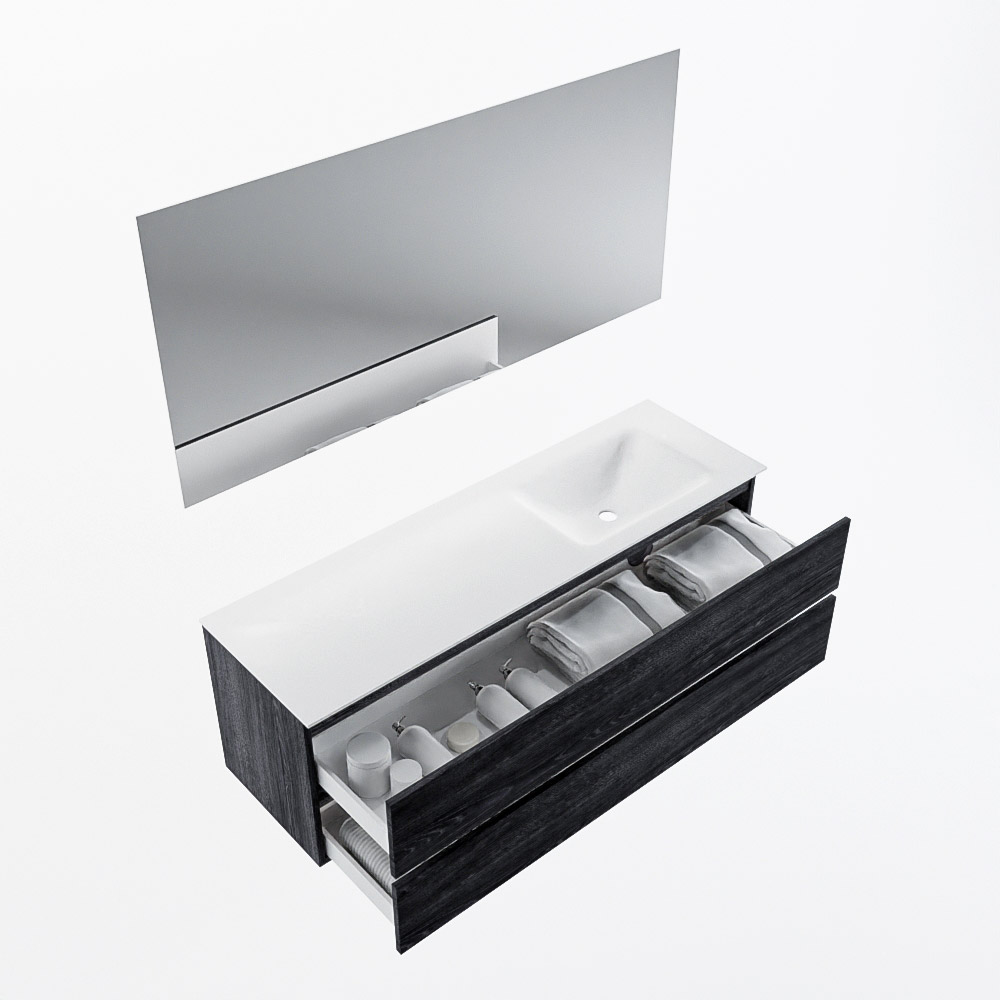 MONDIAZ VICA 150cm mueble de baño Antracite 2 cajones. Lavabo CLOUD Derecho 1 orificio color Talc con espejo LED. 7 MONDIAZ VICA 150cm mueble de baño Antracite 2 cajones. Lavabo CLOUD Derecho 1 orificio color Talc con espejo LED. - Imagen 7