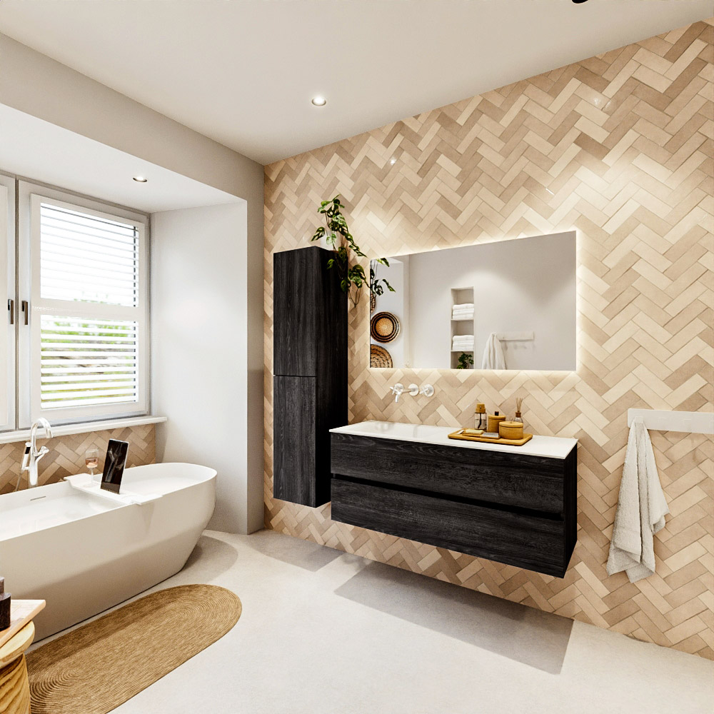 MONDIAZ VICA 120cm mueble de baño Antracite 2 cajones. Lavabo CLOUD Izquierda sin orificio color Talc con espejo LED. 4 MONDIAZ VICA 120cm mueble de baño Antracite 2 cajones. Lavabo CLOUD Izquierda sin orificio color Talc con espejo LED. - Imagen 4