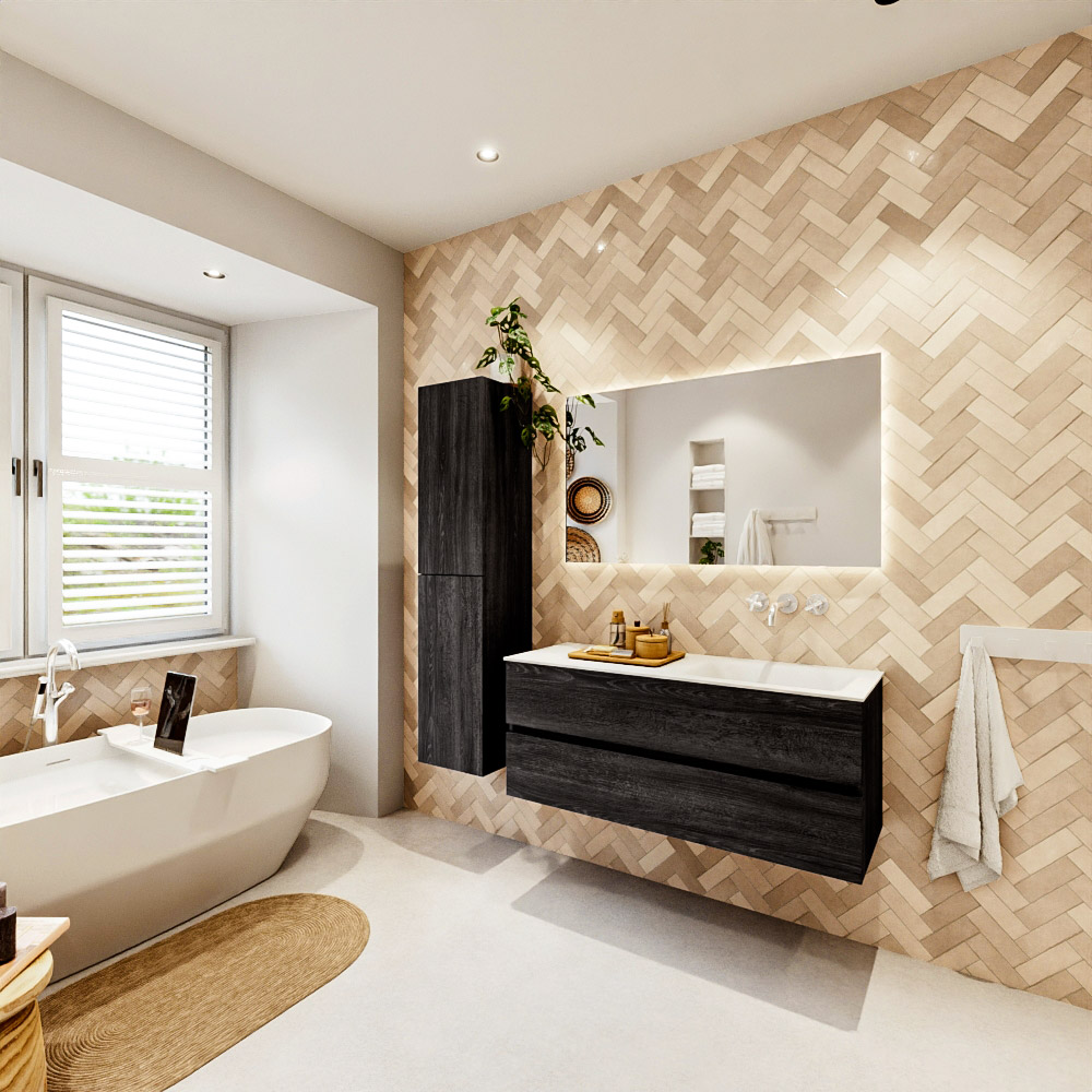 MONDIAZ VICA 120cm mueble de baño Antracite 2 cajones. Lavabo CLOUD Derecho sin orificio color Talc con espejo LED. 4 MONDIAZ VICA 120cm mueble de baño Antracite 2 cajones. Lavabo CLOUD Derecho sin orificio color Talc con espejo LED. - Imagen 4