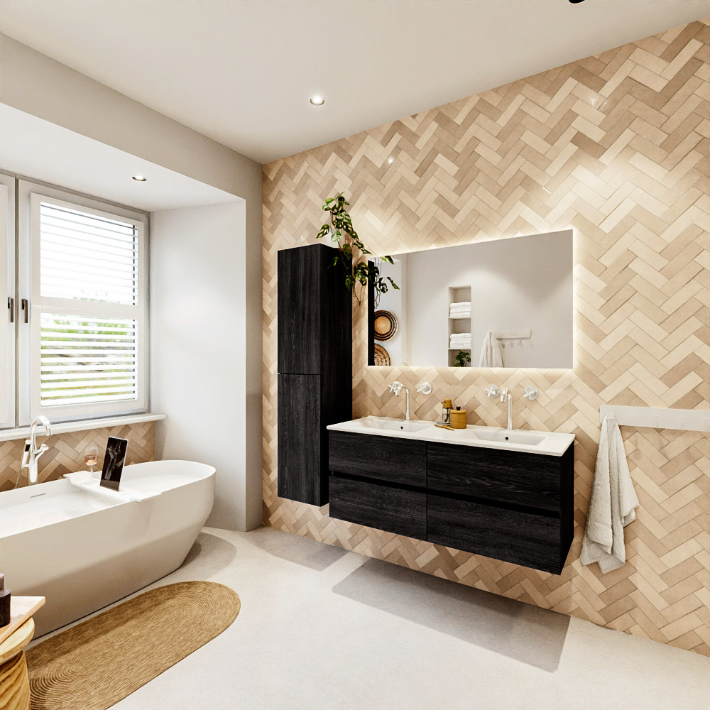 MONDIAZ VICA 120cm mueble de baño Antracite 4 cajones. Lavabo DENIA Doble 2 orificios color Blanco brillo con espejo LED. 4 MONDIAZ VICA 120cm mueble de baño Antracite 4 cajones. Lavabo DENIA Doble 2 orificios color Blanco brillo con espejo LED. - Imagen 4