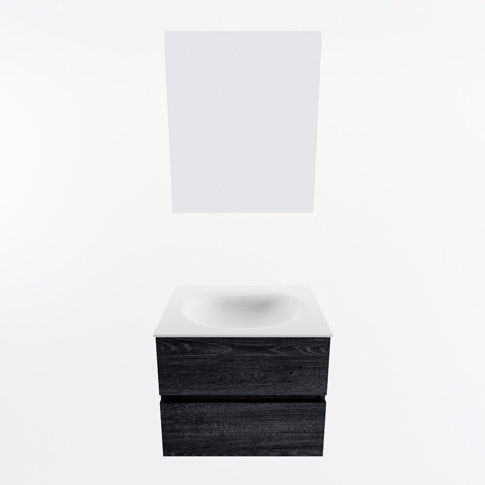 MONDIAZ VICA 60cm mueble de baño Antracite 2 cajones. Lavabo MOON Centro 1 orificio color Talc con espejo LED. 5 MONDIAZ VICA 60cm mueble de baño Antracite 2 cajones. Lavabo MOON Centro 1 orificio color Talc con espejo LED. - Imagen 5