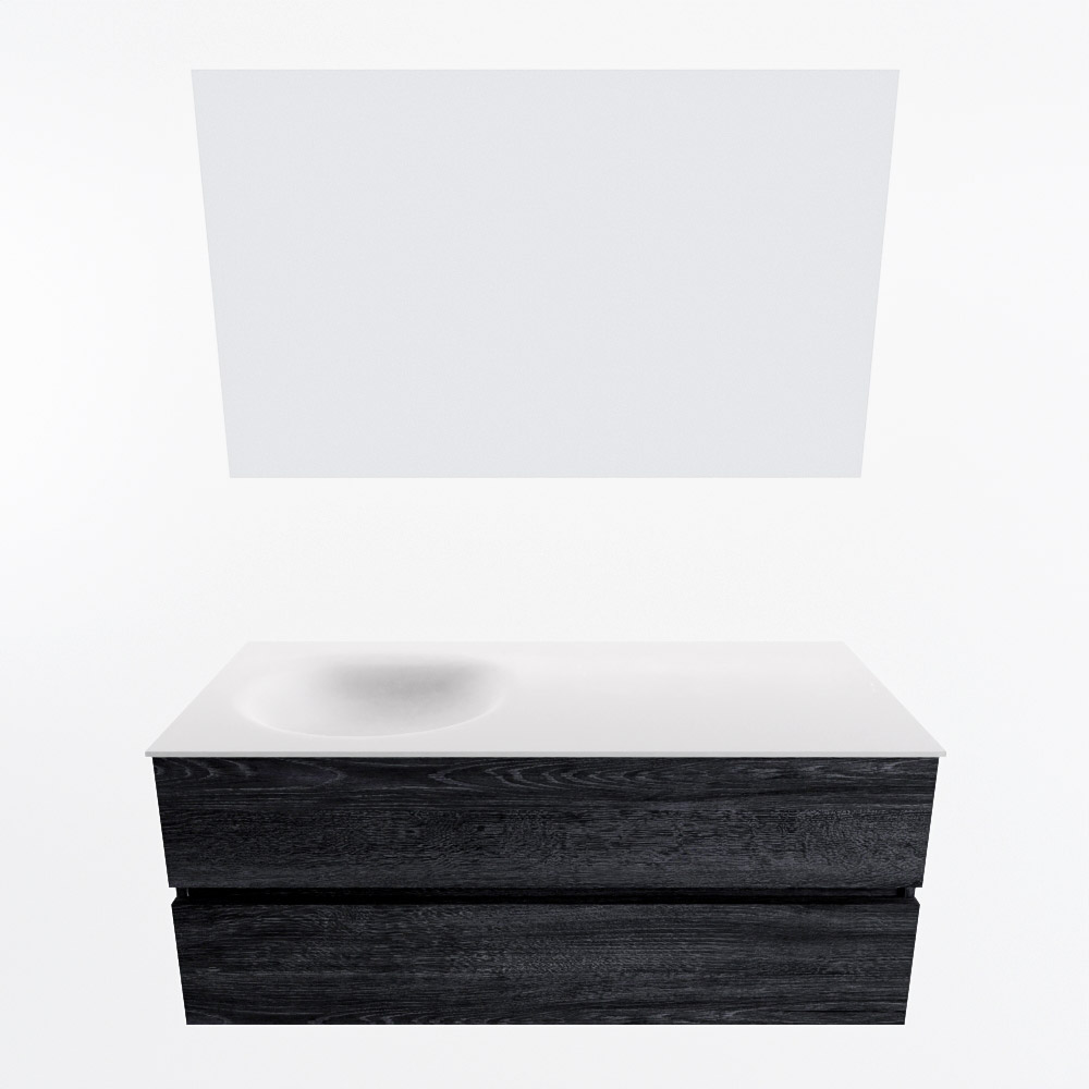 MONDIAZ VICA 120cm mueble de baño Antracite 2 cajones. Lavabo MOON Izquierda sin orificio color Talc con espejo LED. 5 MONDIAZ VICA 120cm mueble de baño Antracite 2 cajones. Lavabo MOON Izquierda sin orificio color Talc con espejo LED. - Imagen 5
