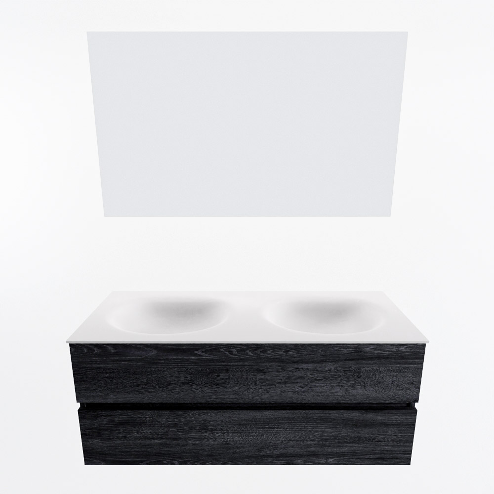 MONDIAZ VICA 120cm mueble de baño Antracite 2 cajones. Lavabo MOON Doble sin orificio color Talc con espejo LED. 5 MONDIAZ VICA 120cm mueble de baño Antracite 2 cajones. Lavabo MOON Doble sin orificio color Talc con espejo LED. - Imagen 5