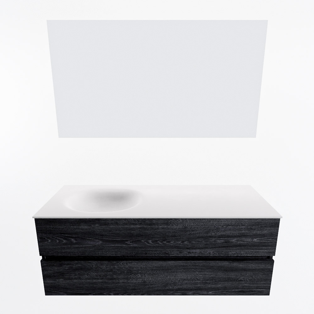 MONDIAZ VICA 130cm mueble de baño Antracite 2 cajones. Lavabo MOON Izquierda 1 orificio color Talc con espejo LED. 4 MONDIAZ VICA 130cm mueble de baño Antracite 2 cajones. Lavabo MOON Izquierda 1 orificio color Talc con espejo LED. - Imagen 5