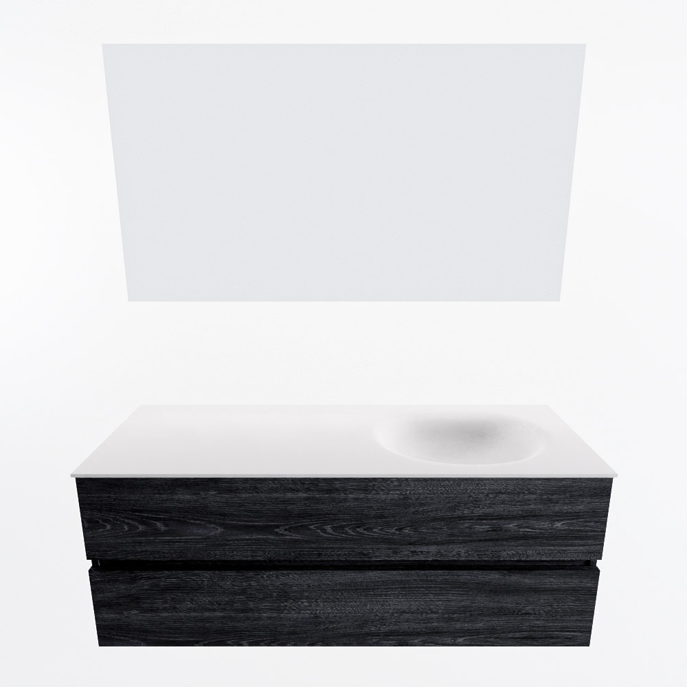 MONDIAZ VICA 130cm mueble de baño Antracite 2 cajones. Lavabo MOON Derecho 1 orificio color Talc con espejo LED. 4 MONDIAZ VICA 130cm mueble de baño Antracite 2 cajones. Lavabo MOON Derecho 1 orificio color Talc con espejo LED. - Imagen 5