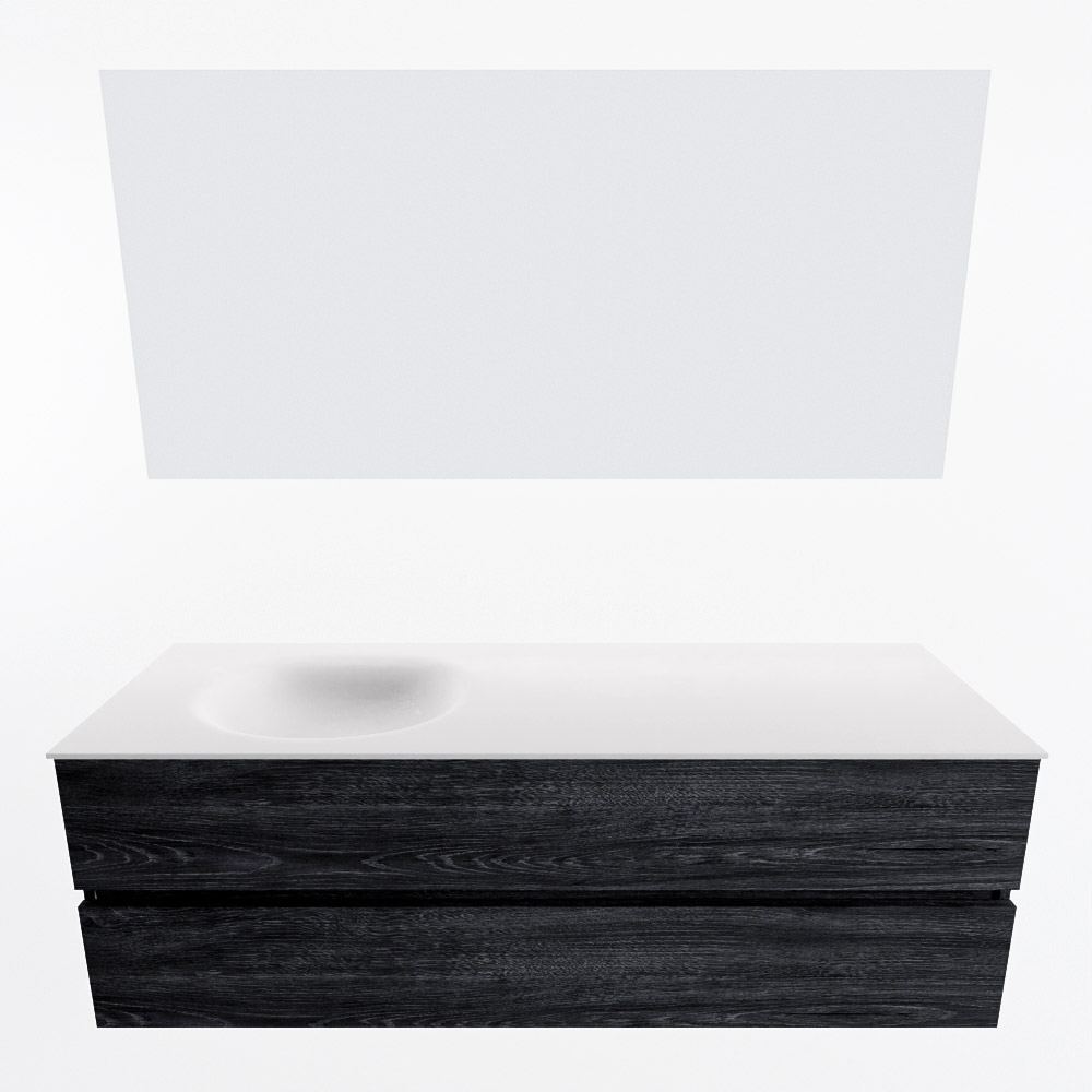 MONDIAZ VICA 150cm mueble de baño Antracite 2 cajones. Lavabo MOON Izquierda sin orificio color Talc con espejo LED. 5 MONDIAZ VICA 150cm mueble de baño Antracite 2 cajones. Lavabo MOON Izquierda sin orificio color Talc con espejo LED. - Imagen 5