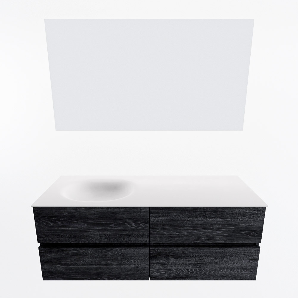 MONDIAZ VICA 130cm mueble de baño Antracite 4 cajones. Lavabo MOON Izquierda sin orificio color Talc con espejo LED. 4 MONDIAZ VICA 130cm mueble de baño Antracite 4 cajones. Lavabo MOON Izquierda sin orificio color Talc con espejo LED. - Imagen 5