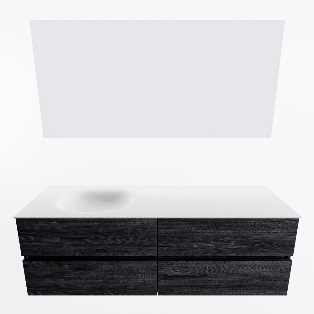 MONDIAZ VICA 150cm mueble de baño Antracite 4 cajones. Lavabo MOON Izquierda 1 orificio color Talc con espejo LED. 5 MONDIAZ VICA 150cm mueble de baño Antracite 4 cajones. Lavabo MOON Izquierda 1 orificio color Talc con espejo LED. - Imagen 5