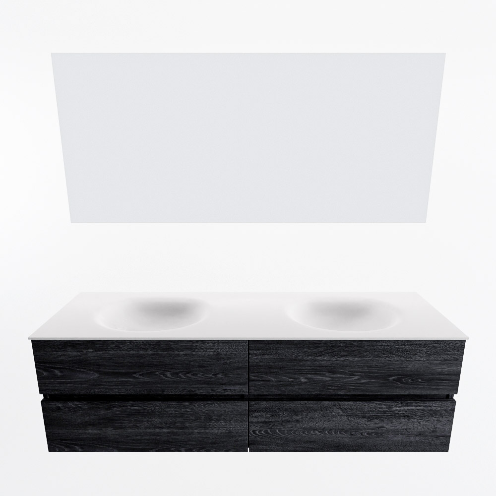 MONDIAZ VICA 160cm mueble de baño Antracite 4 cajones. Lavabo MOON Doble 2 orificios color Talc con espejo LED. 5 MONDIAZ VICA 160cm mueble de baño Antracite 4 cajones. Lavabo MOON Doble 2 orificios color Talc con espejo LED. - Imagen 5