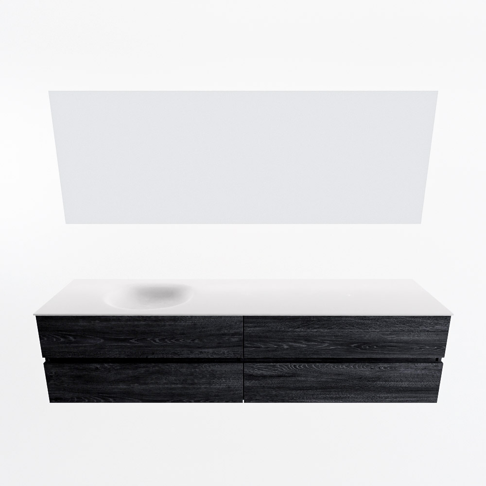 MONDIAZ VICA 200cm mueble de baño Antracite 4 cajones. Lavabo MOON Izquierda 1 orificio color Talc con espejo LED. 5 MONDIAZ VICA 200cm mueble de baño Antracite 4 cajones. Lavabo MOON Izquierda 1 orificio color Talc con espejo LED. - Imagen 5