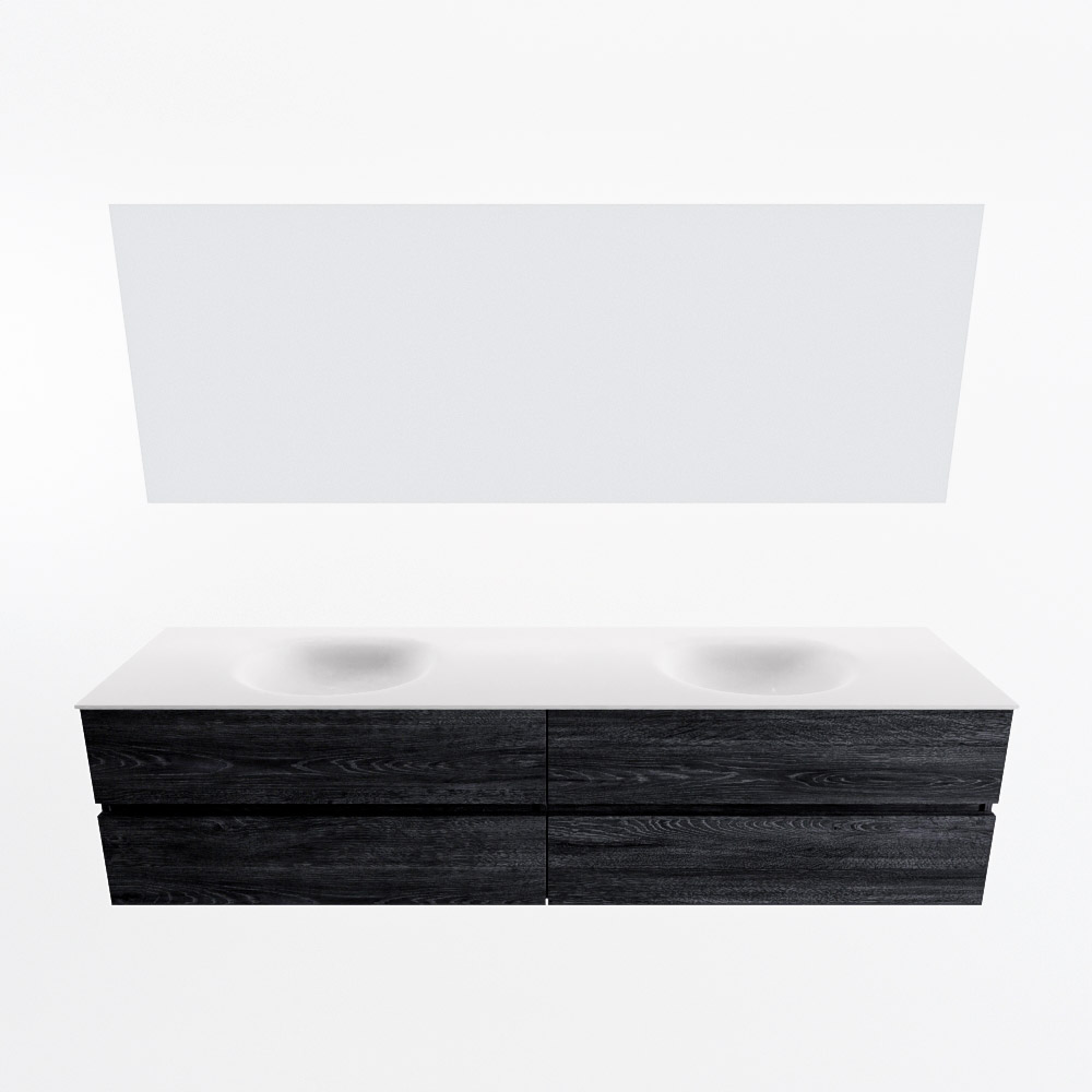 MONDIAZ VICA 200cm mueble de baño Antracite 4 cajones. Lavabo MOON Doble 2 orificios color Talc con espejo LED. 5 MONDIAZ VICA 200cm mueble de baño Antracite 4 cajones. Lavabo MOON Doble 2 orificios color Talc con espejo LED. - Imagen 5