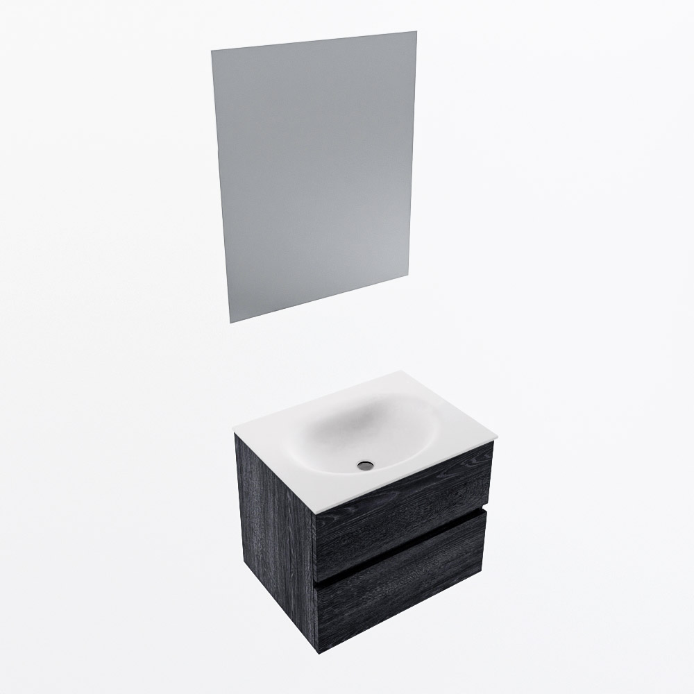 MONDIAZ VICA 60cm mueble de baño Antracite 2 cajones. Lavabo MOON Centro 1 orificio color Talc con espejo LED. 6 MONDIAZ VICA 60cm mueble de baño Antracite 2 cajones. Lavabo MOON Centro 1 orificio color Talc con espejo LED. - Imagen 6